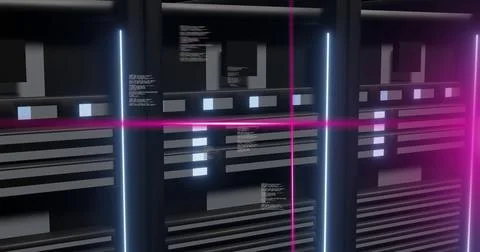 Image of digital data processing over computer servers イラスト素材