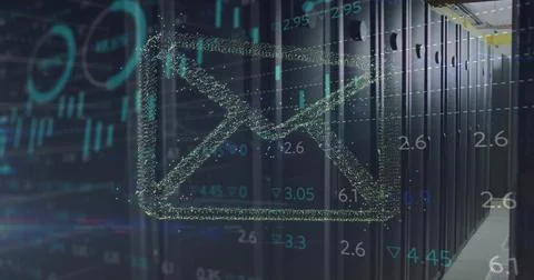 Image of digital data processing over computer servers Stockillustratie