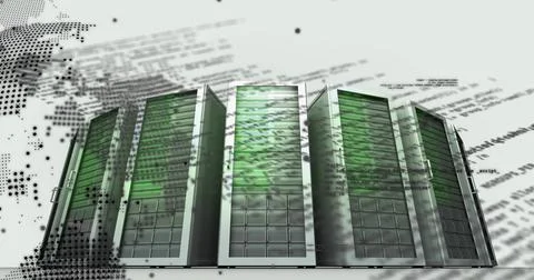 Image of digital data processing over computer servers Stock Illustration
