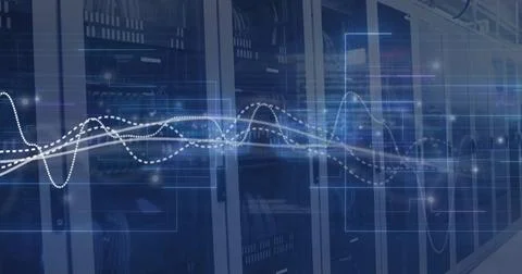 Image of digital data processing over computer servers 库存插图