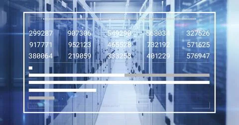 Image of digital data processing over computer servers Stock Illustration