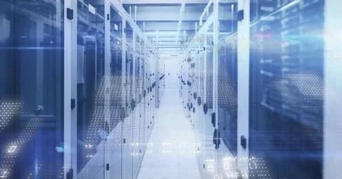 Image of digital data processing over computer servers Stock Illustration