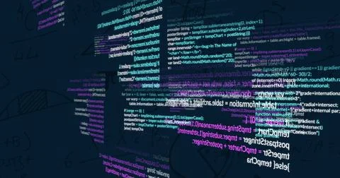 Image of digital data processing over dark background Stock Illustration