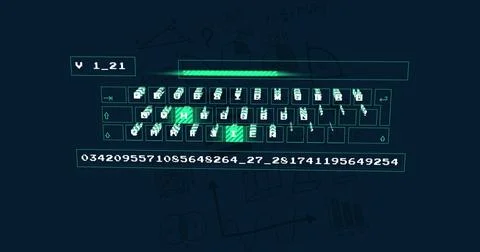 Image of digital data processing over dark background 스톡 일러스트