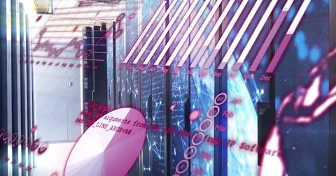 Image of digital data processing over computer servers 스톡 일러스트