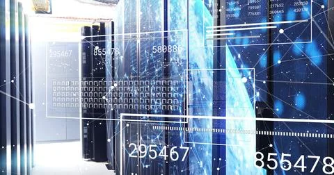 Image of digital data processing over computer servers Stock Illustration