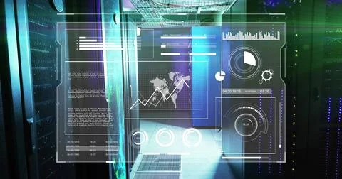 Image of digital data processing over computer servers Stock Illustration