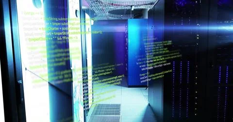 Image of digital data processing over computer servers Stockillustratie