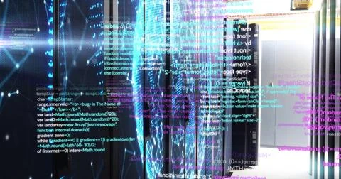 Image of digital data processing over computer servers Stockillustratie