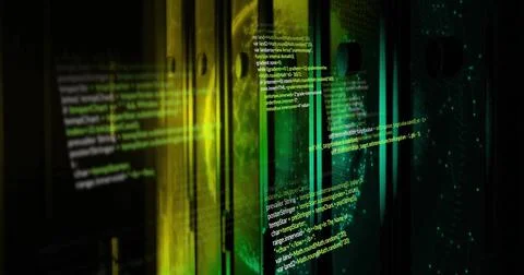 Image of digital data processing over computer servers Stock Illustration