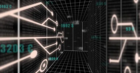 Image of digital data processing over circuit board Stockillustratie