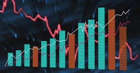 Image of digital data processing over statistics Stock Illustration