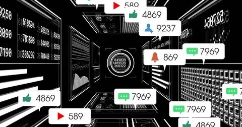 Image of digital data processing over black background イラスト素材