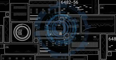 Image of digital data processing over black background イラスト素材