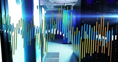 Image of digital data processing over computer servers Stock Illustration