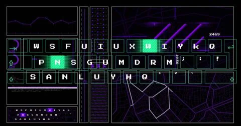 Image of digital data processing over dark background Stock Illustration