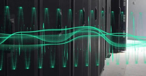 Image of digital data processing over computer servers Stock Illustration