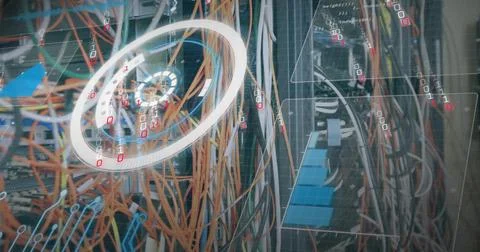 Image of digital data processing over computer servers イラスト素材