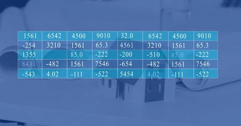 Image of digital data processing over office イラスト素材
