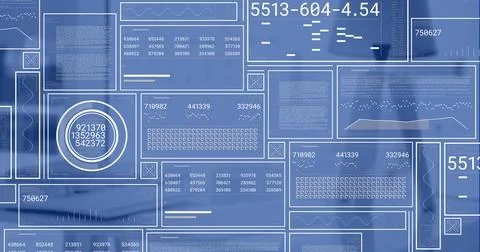 Image of digital data processing over office Stock Illustration