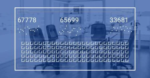 Image of digital data processing over desk in office Illustrazione stock