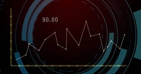 Image of digital data processing over scope scanning on dark background イラスト素材