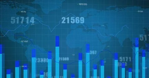 Image of digital data processing over world map 스톡 일러스트