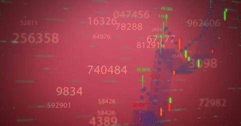 Image of digital data processing over red background Stock-Illustration