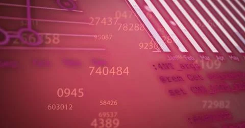 Image of digital data processing over red background Stock Illustration