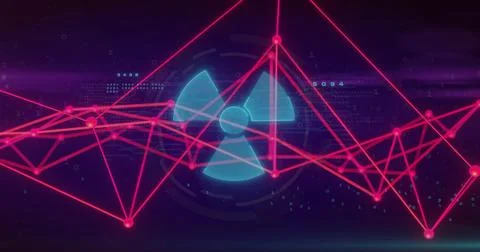 Image of digital data processing over network of connections on black background Stock Illustration