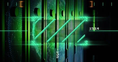 Image of digital data processing over computer servers イラスト素材