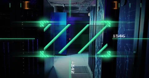 Image of digital data processing over computer servers 스톡 일러스트