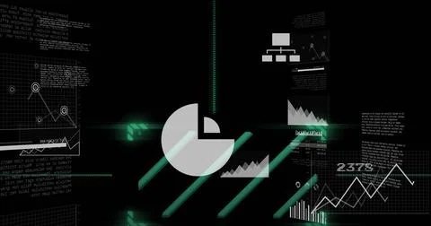 Image of digital data processing over dark background 스톡 일러스트