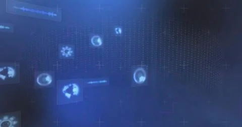 Image of digital data processing over blue background 스톡 일러스트