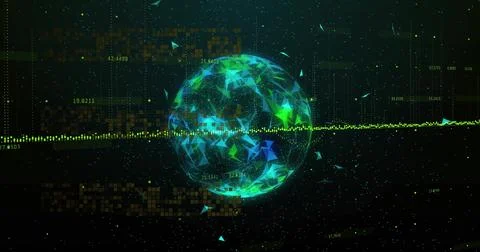 Image of digital data processing over globe Illustrazione stock