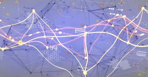 Image of digital data processing over network of connections イラスト素材