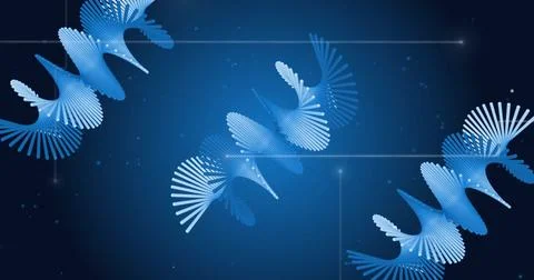 Image of digital data processing over dna strands over blue background Illustrazione stock