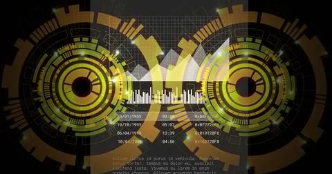Image of digital data processing over scopes scanning 스톡 일러스트
