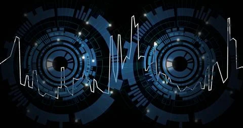 Image of digital data processing over scopes scanning Illustrazione stock