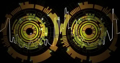 Image of digital data processing over scopes scanning Illustrazione stock