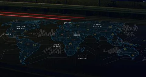 Image of digital data processing over world map Illustrazione stock