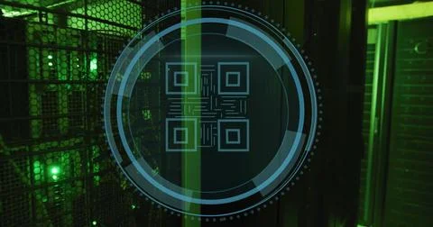 Image of digital data processing over computer servers Illustrazione stock