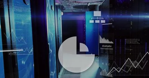 Image of digital data processing over computer servers Stockillustratie