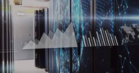 Image of digital data processing over computer servers イラスト素材