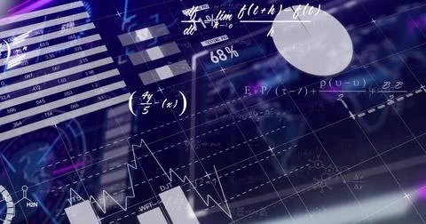 Image of digital data processing over world map on black background Illustrazione stock