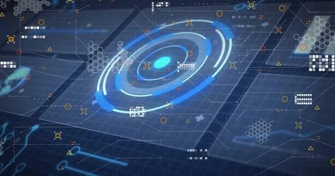 Image of digital data processing over black background イラスト素材