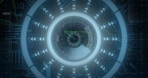 Image of digital data processing over black background Stockillustratie