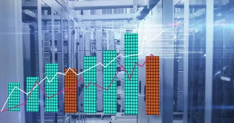 Image of digital data processing over computer servers Stockillustratie