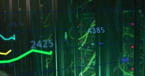 Image of digital data processing over computer servers Illustrazione stock