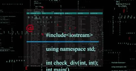 Image of digital data processing over screen on dark background Stock Illustration